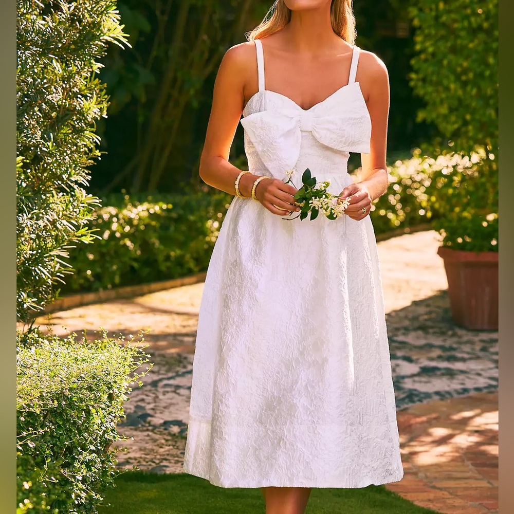 Ellara Jacquard Midi Bow Dress Lilly Pulitzer